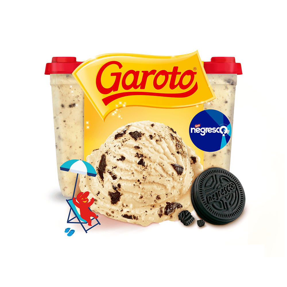 Chocolate Branco e Negresco Garoto Pote 1,5L Clube do Sorvete